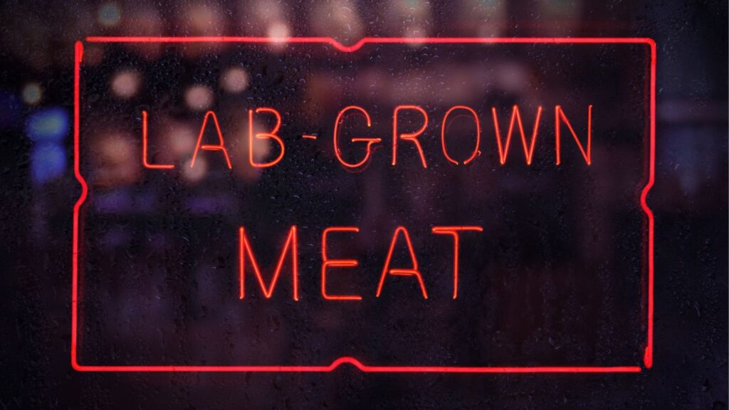A sign for lab-grown meat